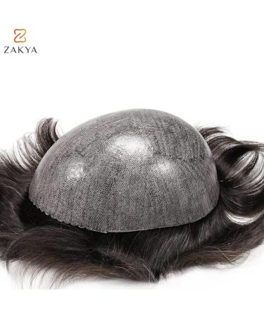 Zakya Hair System for Men Thin Skin Men's Toupee 100% Human Hair Men's Hairpieces 8x10 Inches Base Size Hair Replacement System for Men (Off Black 1B#+10% Grey Hair) - Buy Online on GoSupps.com