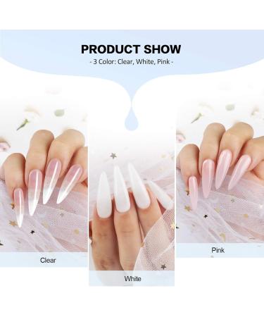 Beginner Acrylic Nail Kit - 3 Colors Powder Set (White, Clear, Pink) for Nail Extension - Complete Set for Beautiful Acrylic Nails - Buy Online on GoSupps.com