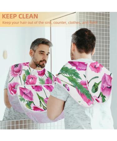 Watercolor Poppies Beard Bib Apron | Non-Stick Waterproof Hair Catcher for Men | Perfect Grooming Gift - Buy Online on GoSupps.com