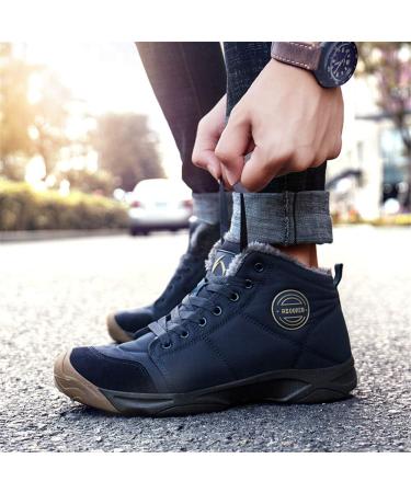UPSOLO Men's Winter Snow Boots - Water Resistant, Anti-Slip, Fully Fur Lined Hiking Boot - Navy Blue (Size 11) - Buy Online on GoSupps.com