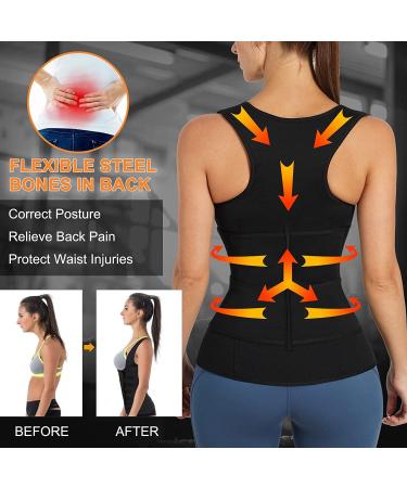KUMAYES Sauna Vest for Women - Neoprene Slimming Corset Waist Trainer & Shapewear Tank Top - Body Shaper in Black - International Shipping Available - Buy Online on GoSupps.com