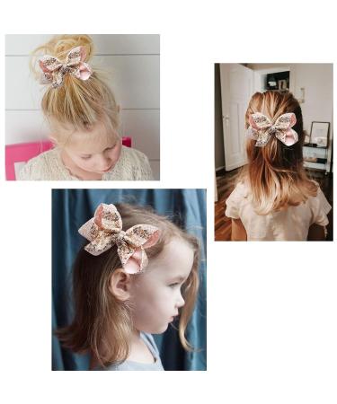 5-Inch Handmade Shiny Glitter Ribbon Hair Bow | Rose Gold Sparkle Sequins Hair Accessory for Girls - Buy Online on GoSupps.com