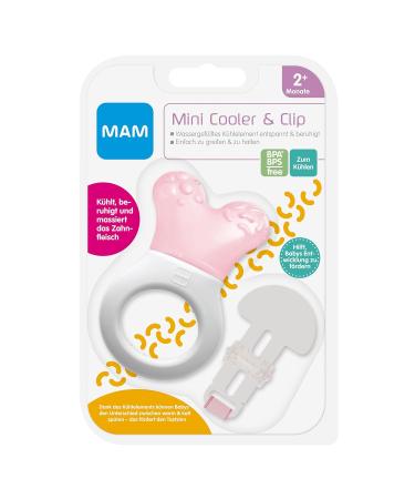 MAM Cooler & Clip - Cooling Bite Ring for Babies 2+ Months | Lightweight Easy Attachment Pink - Buy Online on GoSupps.com