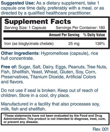 Perfect Iron 25mg Dietary Supplement - Gentle Non-Constipating Formula - 180 Capsules - Buy Online on GoSupps.com