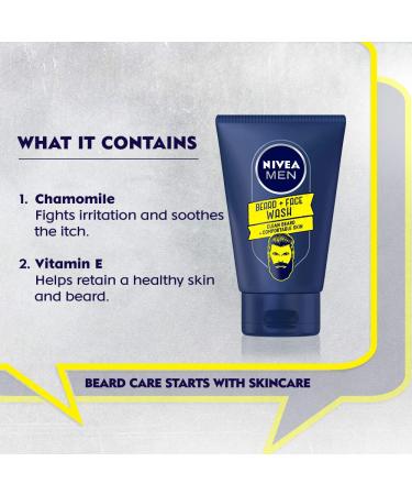 NIVEA Men Beard and Face Wash 100ml - Chamomile | Refreshing Cleanser for Beards & Face - Buy Online Internationally - Buy Online on GoSupps.com