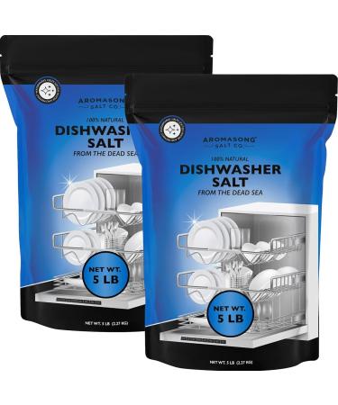 Aromasong Dishwasher Salt 10 LB - 100% Natural Water Softening Agent for Cleaner Dishes & Washer Reactivation. Compatible with Bosch Miele Whirlpool Thermador and More (packaging may vary)