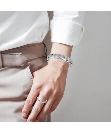 DGUSO Men's Magnetic Bracelet - Titan Steel Adjustable Jewelry with Gift Box | Stylish Magnetic Hard Band & Ring Set - Buy Online on GoSupps.com