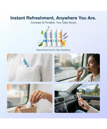 DeepacSagecoom Nasal Sticks Portable Nose Inhaler Sticks for Daily Refreshing - Natural Cool Sensation Nose Inhaler Boost Energy Set - Buy Online on GoSupps.com