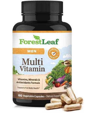 ForestLeaf Daily Vitamin Multivitamin for Men Multi-Vitamin for Men - Mens Multivitamins & Multiminerals Supplement | All Essential Vitamins Needed for Health Longevity & Energy | 60 Veg Caps Men 60 Count (Pack of 1)