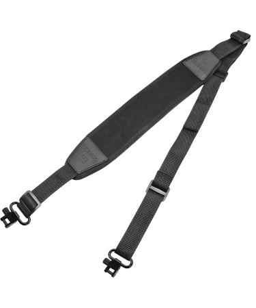 Braudel Two Point Rifle Sling - Sling with Mil-Spec Swivels, Durable Stretch Neoprene Pad, Length Adjuster,Traditional Shoulder Strap,Perfect for Outdoor Hunting Black
