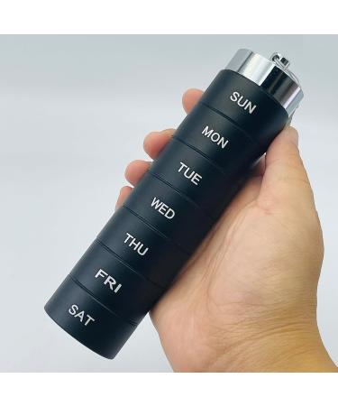 Waterproof Metal Pill Box - 7-Day Aluminum Pill Organizer for First Aid & Medicine (Black) | International Shipping Available - Buy Online on GoSupps.com