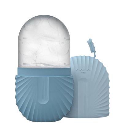 Ice face scooter reusable cooling silicone ice cube roller long-lasting ice mold contour lightening of the facial beauty facial scooter ice cube facial massage for skin care Shell Pattern-Blue