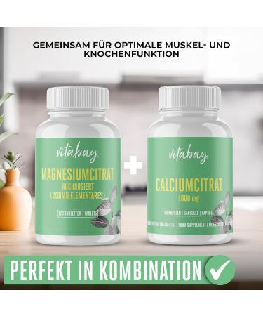 Vitabay Vegan Magnesium Citrate Tablets - 360 High-Dose Capsules (2-Pack) - 1278 mg Magnesium Citrate (200 mg Elemental) - Laboratory Tested - Buy Online on GoSupps.com