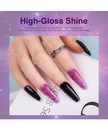 Aubss Glitter Gel Nail Polish Set - 6 Color Changing Purple Cat Eye Shades - Magnetic Sparkle, Temperature Color Changing Gel Nail Polish - DIY Manicure with A-Shiny Crystal Effect - Buy Online on GoSupps.com