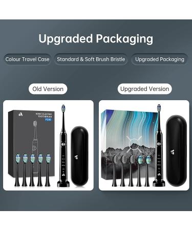 JTF Electric Toothbrush Set for Adults & Teens - 6 Brush Heads, Travel Case, 12H Charge, 2 Min Timer, 5 Modes - Black - Buy Online on GoSupps.com