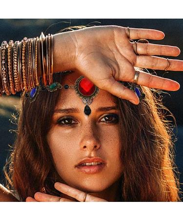 Zoestar Vintage Head Chain Gold Crystal Headpiece Baroque Forehead Tassel Headband Halloween Festival Costume Hair Accessories for Women and Girls - Buy Online on GoSupps.com