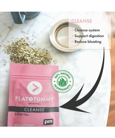 Flat Tummy 2-Step Detox Tea - 2 Week Program to Boost Energy, Speed Metabolism, Reduce Bloating - All Natural Cleanse with Green Tea, Dandelion, Fennel & More - Buy Online on GoSupps.com