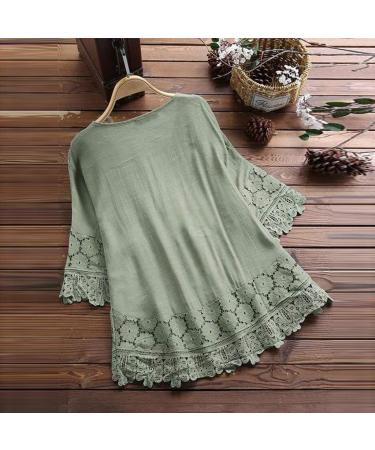 Vintage Lace Patchwork Plus Size Blouse with Bow Detail | Green 3X-Large - Buy Online on GoSupps.com
