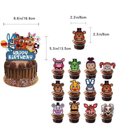 Zhongkaihua FNAF Birthday Party Supplies Set Includes FNAF Cake Topper Cupcake Toppers Banner Balloons FNAF Security Breach Theme Party Birthday Decorations Type1 - Buy Online on GoSupps.com
