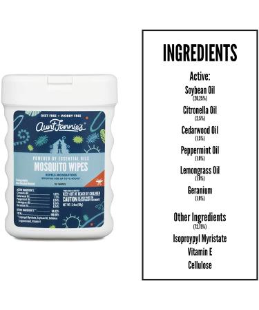 Aunt Fannie's Mosquito Wipes - 25 All-Natural Insect Repellent Wipes - Buy Online on GoSupps.com