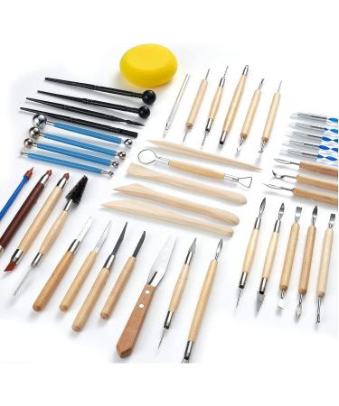 TEMONTIAN Pottery Clay Sculpting Tools 44Pcs Double Sided Set with Carrying Case - Ideal for Beginners and Professionals | Ceramic Clay Carving Tool Kit (RED) - Buy Online on GoSupps.com