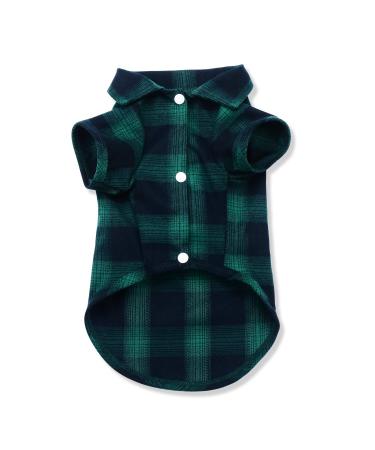 Koneseve Dog Shirt, Pet Plaid Clothes Shirt T-Shirt, Sweater Bottoming Shirt for Small Dog Cat Puppy Grid Adorable Wearing Stylish Cozy Halloween,Christmas Costumes GreenM/Medium M-(69lb)-Chest15.3" Green