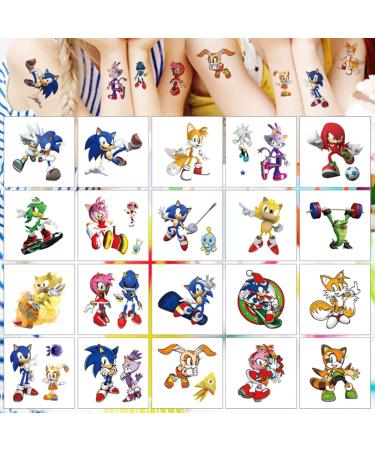 Sonic Birthday Party Supplies  60PCS Sonic Temporary Tattoos Party Favors  Cute Fake Tattoos Stickers Cartoon Party Decorations for Kids Boys Girls Party Gifts Birthday Decorations Rewards Gifts