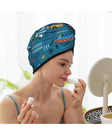 Hair Towel Wrap - Quick Drying Hair Turban with Button | Construction Trucks Design - Buy Online on GoSupps.com