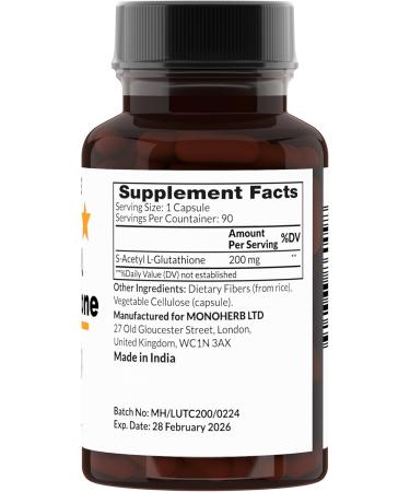 S-Acetyl L-Glutathione 200mg - 90 Vegetarian Capsules for Optimal Health | Shop Internationally - Buy Online on GoSupps.com