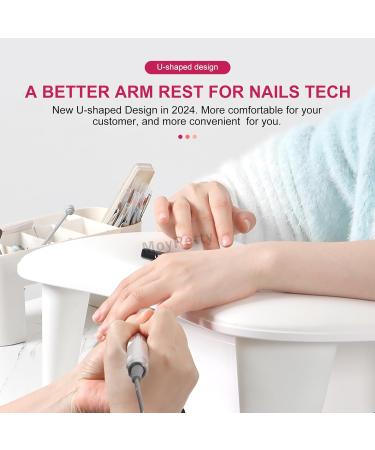 MoyRetty Arm Rest for Nail Techs - Luxurious U-Shaped Manicure Hand Stand | Premium White Leather | Ultimate Comfort & Easy Assembly - Buy Online on GoSupps.com