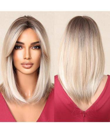 Testar blonde wig for women shoulder long layered hair Short smooth bob wigs synthetic heat -resistant wig glueless wig for the daily use of women 14 inches - Buy Online on GoSupps.com