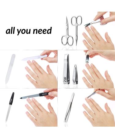 Marqus 7-Piece Manicure Set for Men & Women - Solingen German Quality with Patented Glass Files - Stylish Carbonlook Synthetic Leather Case - Buy Online on GoSupps.com