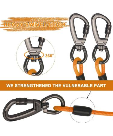 Tie Out Cable for Dogs 50ft Dog Leash for Large Dogs Long Dog Leash 1007 lbs Dog Leads for Yard Chew Proof Heavy Duty Dog Tie Out Cable for Large Dogs Durable Dog Runner Tether Line for Outdoor Orange - Buy Online on GoSupps.com