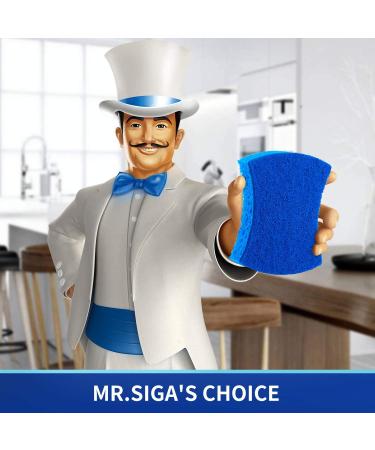 MR.SIGA Non-Scratch Cellulose Scrub Sponge - 12 Pack Dual-Sided Dishwashing Sponge for Kitchen (Royal Blue/Light Blue) - Buy Online on GoSupps.com