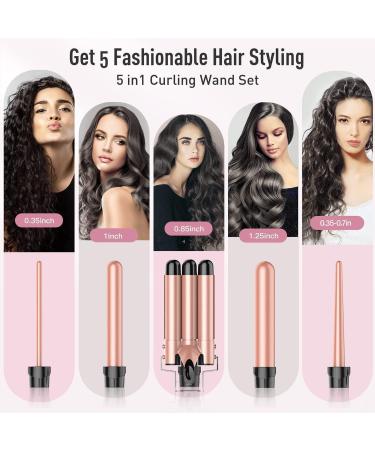 BESTOPE PRO 5-in-1 Waver Curling Iron Wand Set - Fast Heating Hair Crimper for All Hair Types - Apricot - Buy Online on GoSupps.com