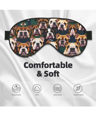 Cute English Bulldog Print Unisex Sleep Mask - Double-Sided Eye Mask for Sound Sleep & Skin Care - International Shipping Available - Buy Online on GoSupps.com