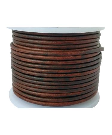 Cords Essentials Round Genuine Leather String Cord, Rope for Jewelry Making, Necklaces, Bracelets, Kumihimo Braiding, Wraps, Crafts and Hobby Projects (Distressed Light Brown, 2.0 MM) Distressed Light Brown 2.0 MM