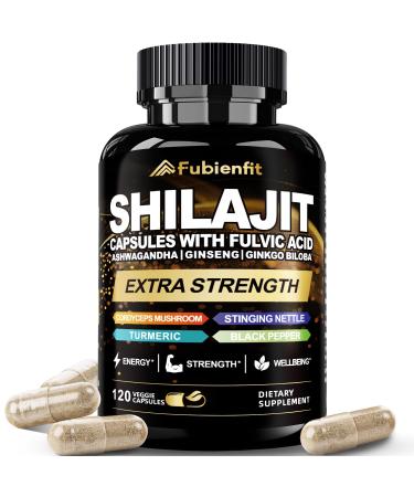 Shilajit Capsules - Premium Shilajit for Men - with Ashwagandha Ginseng and More Fulvic Acid for Men/Women - 120 Capsules 120 Count (Pack of 1) Shilajit
