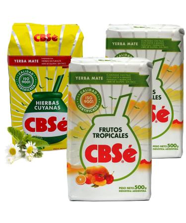 CBS Yerba Mat avec Fruits Tropicaux 2x0.5 kg + CBS Yerba Mat Herbes de Cuyan 0.5 kg |Th mat d'Argentine | Boisson revigorante et nergisante Tropical + Herbes de Cuyan