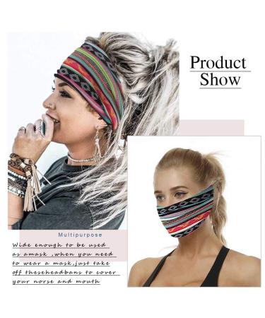 Zoestar Boho Wide Stripes Black Yoga Headscarf | Vintage Stylish Turban Hair Bands | 3-Piece Elastic Fashion Accessories for Women & Girls - Buy Online on GoSupps.com