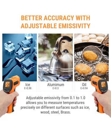 ThermoPro TP30 Infrared Thermometer -50 C to 550 C | Laser Temp Measurement for AC Car Engines & More | Max/Min/AVG Values | Adjustable Emission Level - Buy Online on GoSupps.com