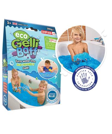 Eco Gelli Baff Blue 1 Bath or 6 Play Uses from Zimpli Kids Magically turns water into thick colourful goo Eco-Friendly Bath Toy Environmentally Friendly Gift for Children Certified Biodegradable Eco Blue