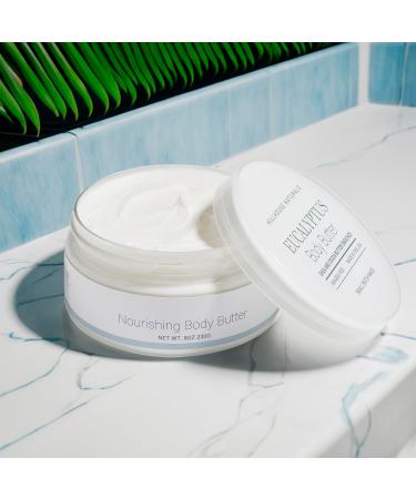 Hillhouse Naturals Body Butter | Ultra-Moisturizing Eucalyptus Cream for Deep Hydration & Dry Skin Repair - Natural Ingredients - 8oz - Buy Online on GoSupps.com