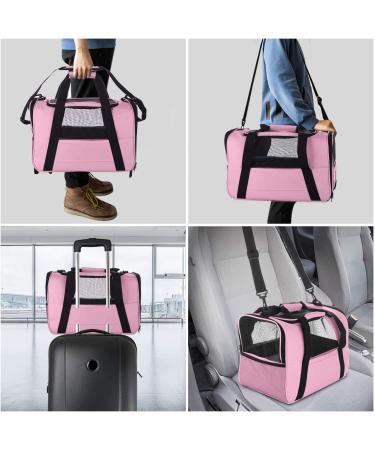 NAT Airline Approved Pet Carrier with Mesh Window - Breathable & Collapsible Soft-Sided Design - Escape Proof & Easy Storage - For Small to Medium Cats and Dogs - Pink - Buy Online on GoSupps.com