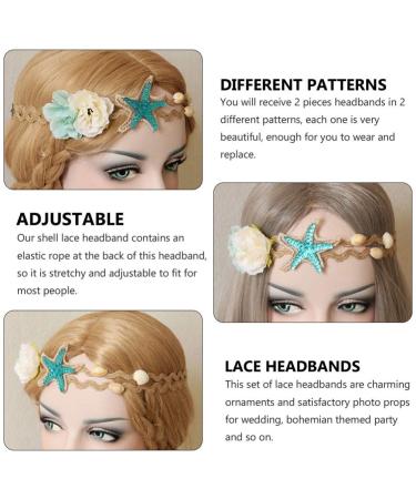 Lurrose Seashell Lace Hairbands - 2pcs Ocean Seashell Headbands for Women - Mermaid Hair Accessories - Buy Online on GoSupps.com