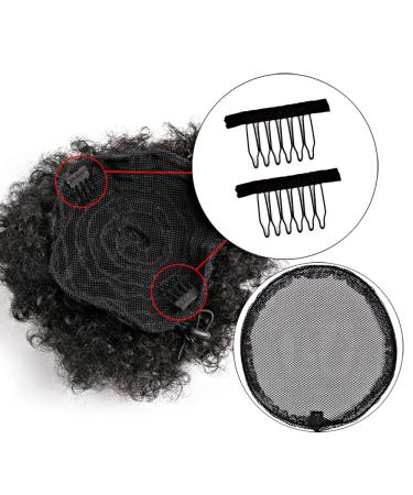 6 PCS Black Drawstring Ponytail Net Set - Stretchy Base for Afro Puff Weaving - Round and Square Styles (Size L) - Buy Online on GoSupps.com