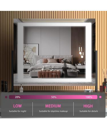 Hasipu Vanity Mirror with Lights 24.2 x 19.7 - LED Makeup Mirror with 10X Magnification, USB Phone Holder, Smart Touch, 3 Colors Dimmable - Square Black 24.2 x 19.7 - Buy Online on GoSupps.com