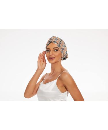 Kaahynno Adjustable Satin Silk Bonnet for Curly Hair | Large Night Cap for Women Men | Elastic Drawstring Band | Bohemia Orange - Buy Online on GoSupps.com