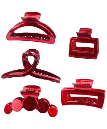 YOOOYOOO Red Hair Claw Clips  Light Big Strong Hold Nonslip Glossy Claw Hair Clips for Thick Hair & Thin Hair & Curly Hair  90's Vintage Jaw Clips for Women & Girls  Wedding Party Banquet  With Organza Storage Bag