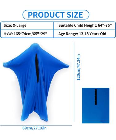 Body Sock Sensory Kids Adults 65"x29" Full Body Wrap Sensory Sock Stretchy Body Sock to Relieve Stress Self-Claming Relaxing for Children Adult with Autism (Blue XL/163-191cm) - Buy Online on GoSupps.com